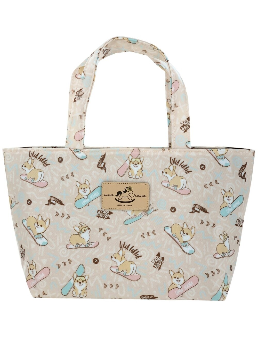 Waterproof Corgi Snowboard Small Tote Handbag Purse